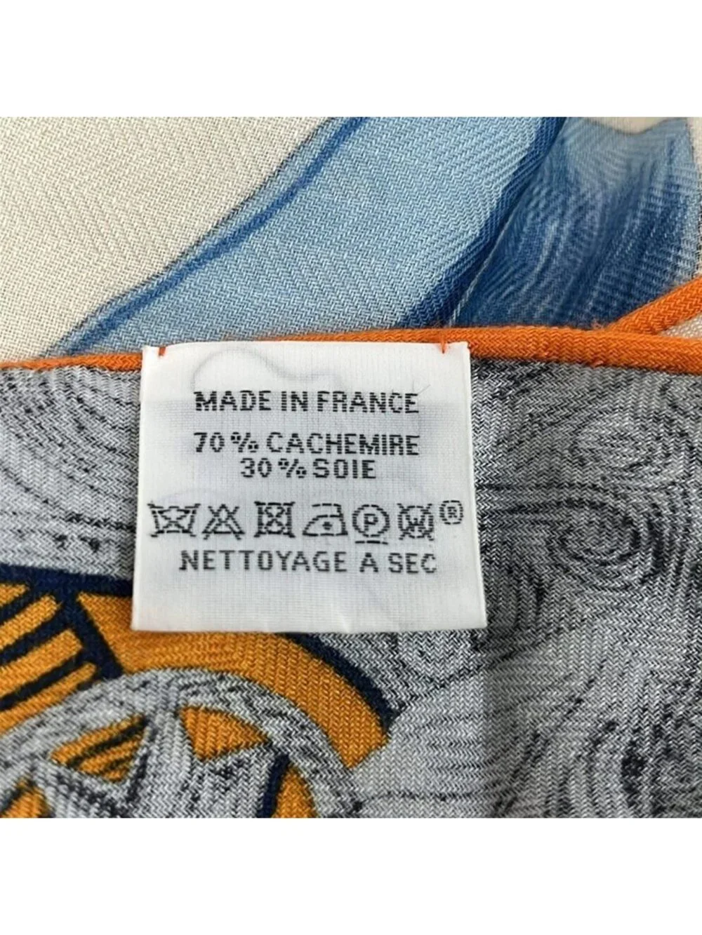 Hermes Shawl Triangle Jean Orange Multi Etriers Cashmere Silk Scarf - Picture 3 of 7